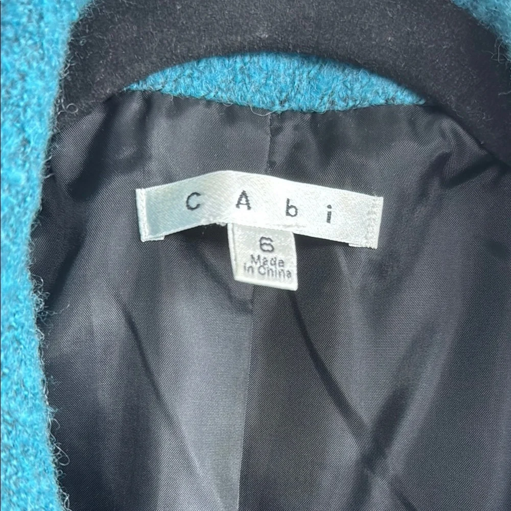 CAbi Blue Teddy Jacket with Textured Fabric and Cropped Length - Picture 3 of 4